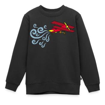 Avion vintage - Sweat Premium enfant bio - noir - Devant - AI Model Kid Female (0cm)