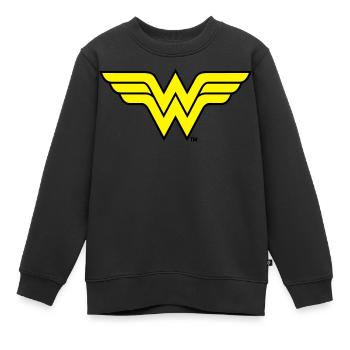 Justice League Wonder Woman Logo - Kinder Premium Organic Sweatshirt - Schwarz - Vorne - AI Model Kid Female (0cm)