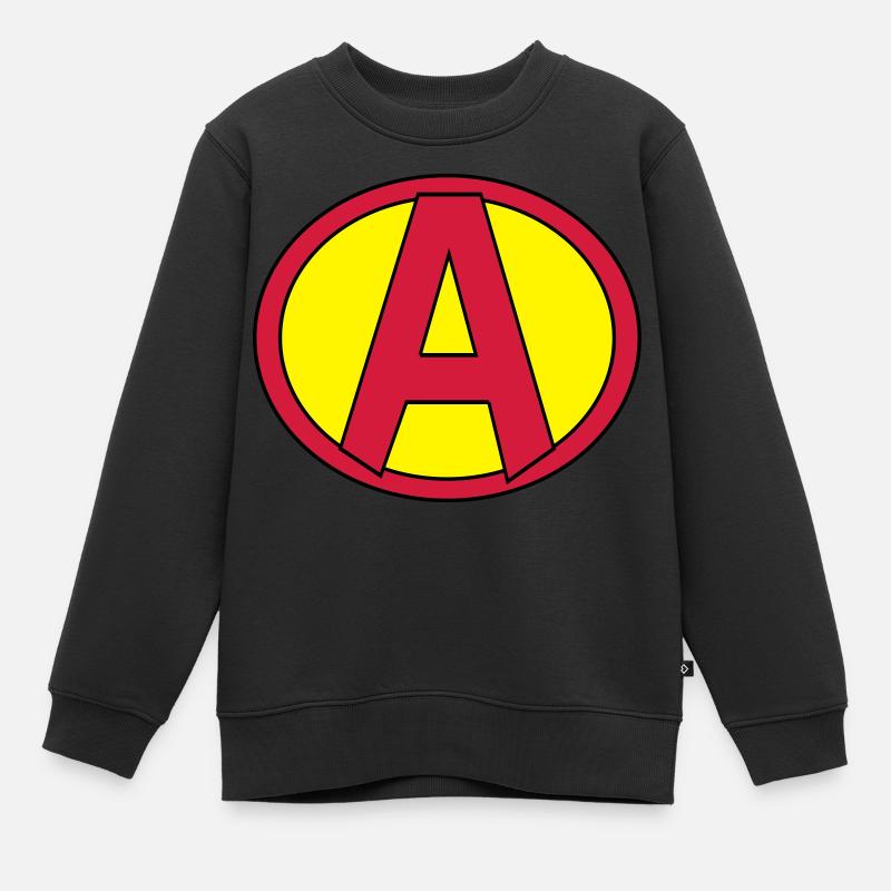 Super, Superheld, Superheldin, Hero, A - Kinder Premium Organic Sweatshirt - Schwarz