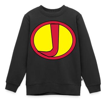 Super, Superheld, Superheldin, Hero, J - Kinder Premium Organic Sweatshirt - Schwarz - Vorne - AI Model Kid Female (0cm)