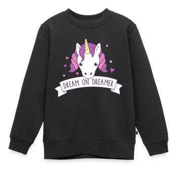 rêver sur rêveur! avec une licorne mignonne - Sweat Premium enfant bio - noir - Devant - AI Model Kid Female (0cm)