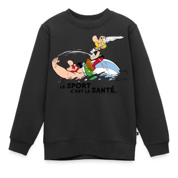 Astérix et Obélix se baignent avec Idéfix - Sweat Premium enfant bio - noir - Devant - AI Model Kid Female (0cm)
