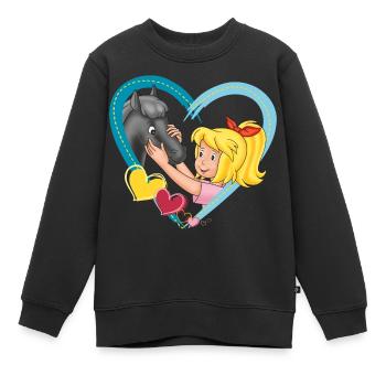 Bibi und Tina 'Bibi mit Fohlen Felix' - Kinder Premium Organic Sweatshirt - Schwarz - Vorne - AI Model Kid Female (0cm)
