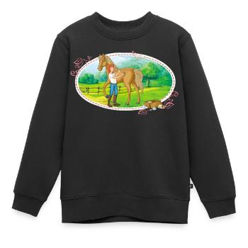 Bibi und Tina 'Tina striegelt Amadeus' - Kinder Premium Organic Sweatshirt - Schwarz - Vorne - AI Model Kid Female (0cm)