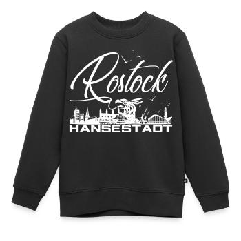 Rostock - Hansestadt - Silhouette - Kinder Premium Organic Sweatshirt - Schwarz - Vorne - AI Model Kid Female (0cm)