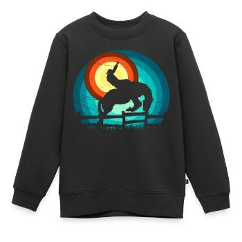Cowboy à la conception du rodéo - Sweat Premium enfant bio - noir - Devant - AI Model Kid Female (0cm)