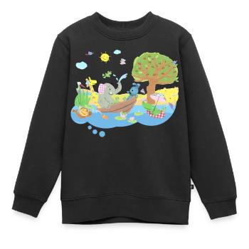 KiKANiNCHEN Und Elefant Auf Dem See - Kinder Premium Organic Sweatshirt - Schwarz - Vorne - AI Model Kid Female (0cm)