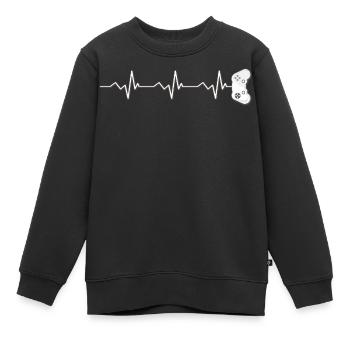 Gamer pulse - Kids Premium Organic Sweatshirt - black - Front - AI Model Kid Female (0cm)