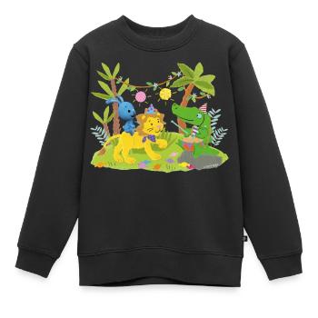 KiKANiNCHEN Dschungelparty - Kinder Premium Organic Sweatshirt - Schwarz - Vorne - AI Model Kid Female (0cm)