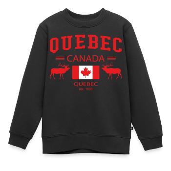 Québec - Sweat Premium enfant bio - noir - Devant - AI Model Kid Female (0cm)