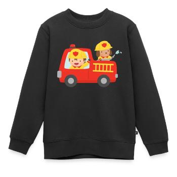 Netter Feuerwehrmann Junge und Hund - Kinder Premium Organic Sweatshirt - Schwarz - Vorne - AI Model Kid Female (0cm)