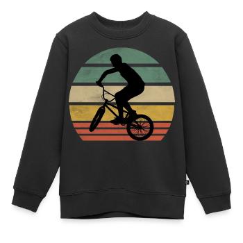 Bmx Fahrer Vintage Retro Hobby Sport Fahrrad Shirt - Kinder Premium Organic Sweatshirt - Schwarz - Vorne - AI Model Kid Female (0cm)