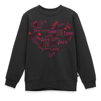 Herz mit LOVE - Kinder Premium Organic Sweatshirt - Schwarz - Vorne - AI Model Kid Female (0cm)
