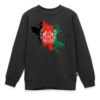 Afghanistan Flagge als Farbklecks - Kinder Premium Organic Sweatshirt - Schwarz - Vorne - AI Model Kid Female (0cm)