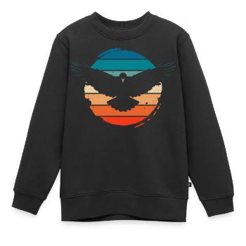 Krähe Rabe Vogel Vintage Retro Design - Kinder Premium Organic Sweatshirt - Schwarz - Vorne - AI Model Kid Female (0cm)