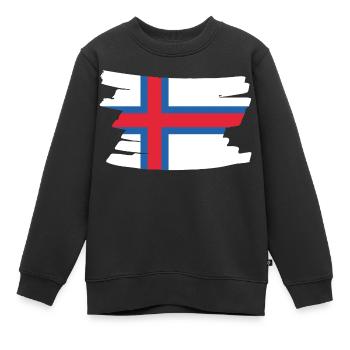 Faroe Islands National Flag - brush horizontal - Kinder Premium Organic Sweatshirt - Schwarz - Vorne - AI Model Kid Female (0cm)