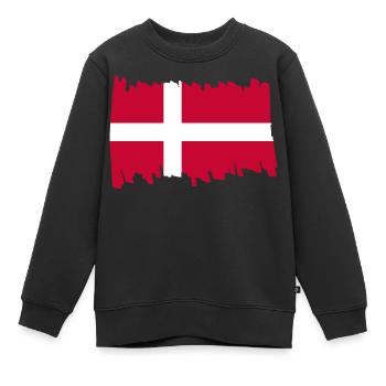 Denmark National Flag - brush vertical - Kinder Premium Organic Sweatshirt - Schwarz - Vorne - AI Model Kid Female (0cm)