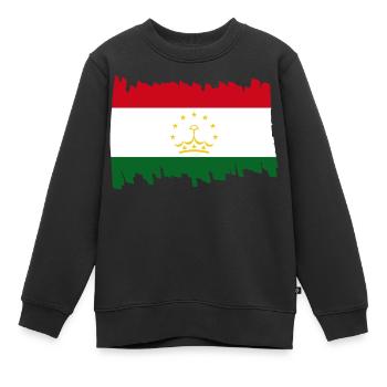 Tajikistan National Flag - brush vertical - Kinder Premium Organic Sweatshirt - Schwarz - Vorne - AI Model Kid Female (0cm)