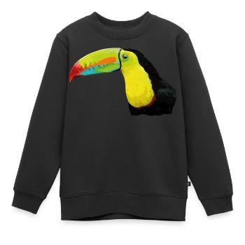 Toucan à bec vert - Sweat Premium enfant bio - noir - Devant - AI Model Kid Female (0cm)