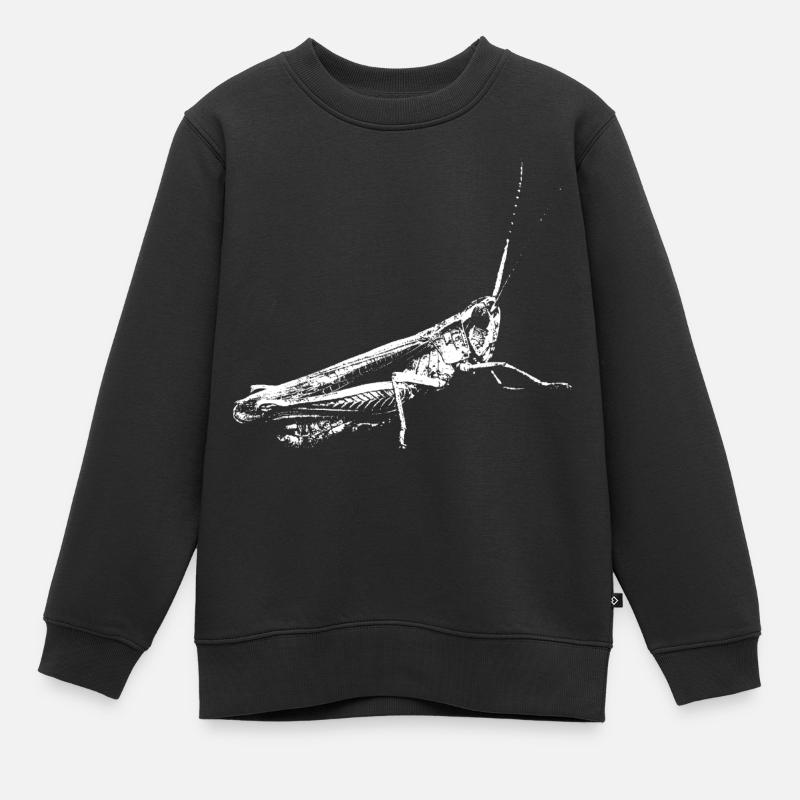 Sauterelle blanche / Sauterelle blanche / insectes - Sweat Premium enfant bio - noir