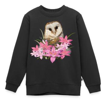 Schleiereule - Kinder Premium Organic Sweatshirt - Schwarz - Vorne - AI Model Kid Female (0cm)