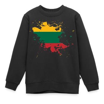 Litauen Flagge als Farbklecks - Kinder Premium Organic Sweatshirt - Schwarz - Vorne - AI Model Kid Female (0cm)