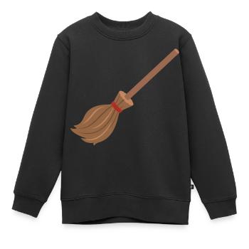 Halloween - Besen - Kinder Premium Organic Sweatshirt - Schwarz - Vorne - AI Model Kid Female (0cm)