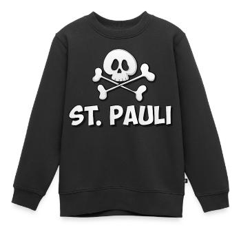 St. Pauli Comicstyle - Kinder Premium Organic Sweatshirt - Schwarz - Vorne - AI Model Kid Female (0cm)