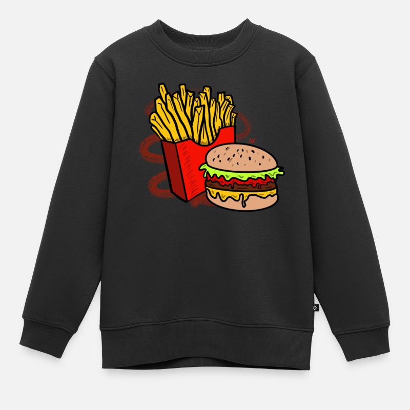 Frites et burger - Sweat Premium enfant bio - noir