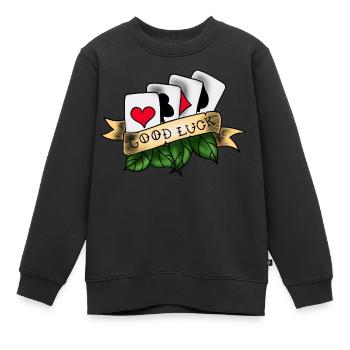 Old School Glückskarten - Kinder Premium Organic Sweatshirt - Schwarz - Vorne - AI Model Kid Female (0cm)