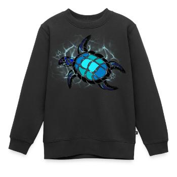 Blaue Schildkröte - Kinder Premium Organic Sweatshirt - Schwarz - Vorne - AI Model Kid Female (0cm)
