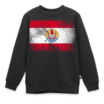 Französisch Polynesien Flagge - Vintage Grunge - Kinder Premium Organic Sweatshirt - Schwarz - Vorne - AI Model Kid Female (0cm)