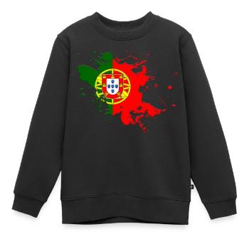 Portugal drapeau en tant que taches de couleur - Sweat Premium enfant bio - noir - Devant - AI Model Kid Female (0cm)