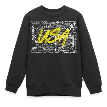 États-Unis États-Unis Blanc - Sweat Premium enfant bio - noir - Devant - AI Model Kid Female (0cm)
