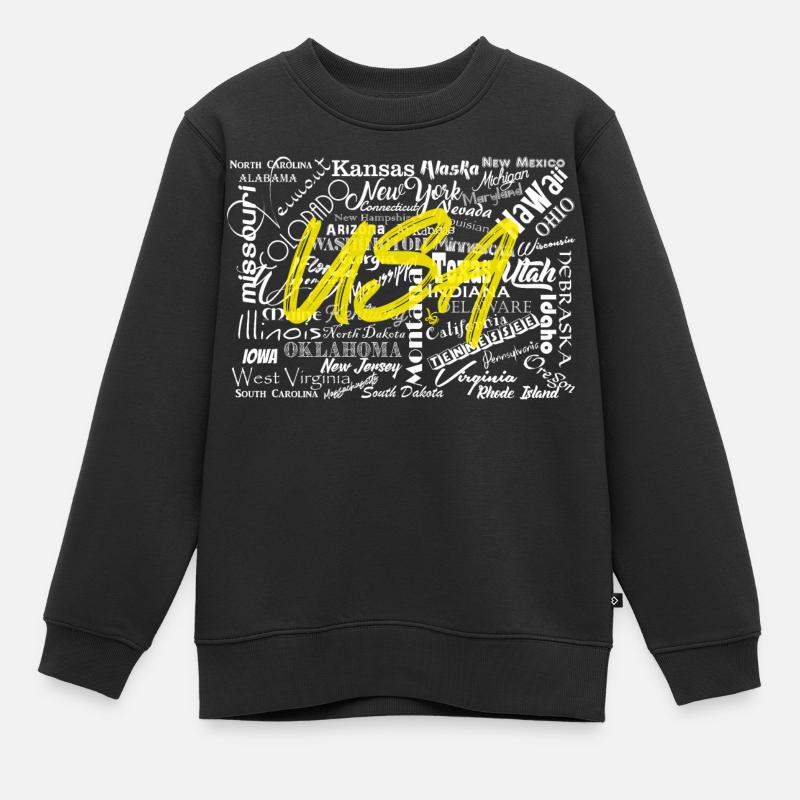 États-Unis États-Unis Blanc - Sweat Premium enfant bio - noir