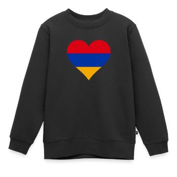 Armenien armenisch Flagge Fahne Herz - Kinder Premium Organic Sweatshirt - Schwarz - Vorne - AI Model Kid Female (0cm)