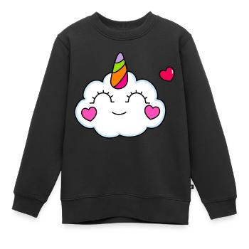 nuage licorne kawaii - Sweat Premium enfant bio - noir - Devant - AI Model Kid Female (0cm)