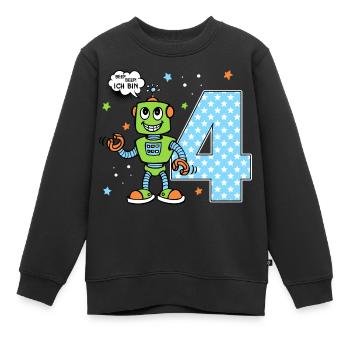 4. Geburtstag Roboter Jungen Geschenkidee - Kinder Premium Organic Sweatshirt - Schwarz - Vorne - AI Model Kid Female (0cm)