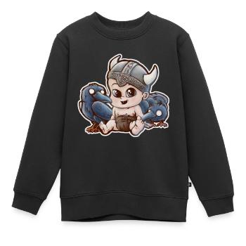 odin viking baby - Sweat Premium enfant bio - noir - Devant - AI Model Kid Female (0cm)