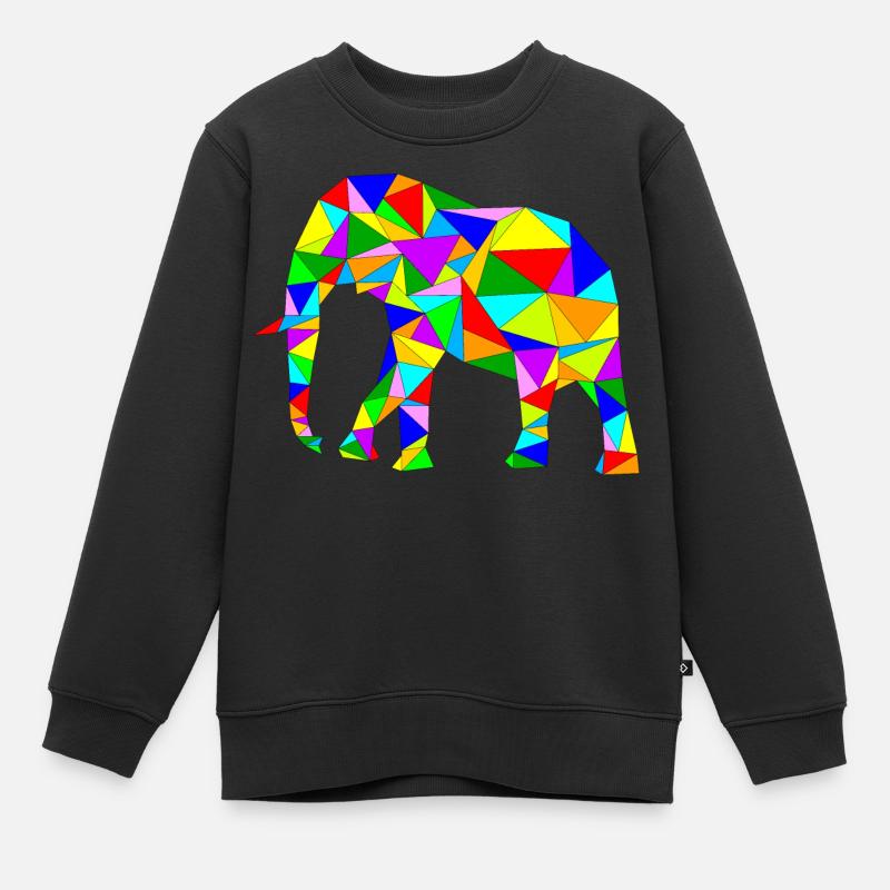 kunterbunter Polygon Elefant - Kinder Premium Organic Sweatshirt - Schwarz