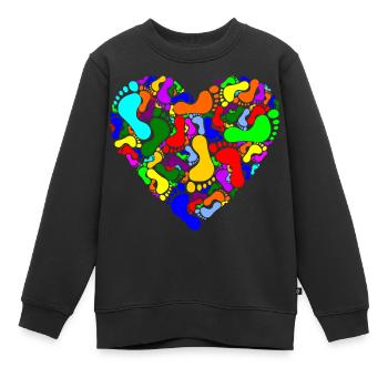 Herz mit Fußabdrücken - Kinder Premium Organic Sweatshirt - Schwarz - Vorne - AI Model Kid Female (0cm)
