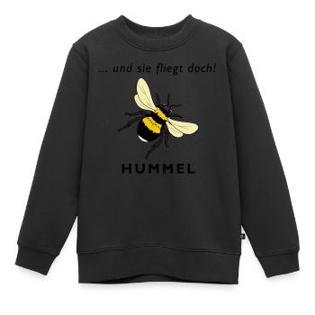 Und sie fliegt doch, Hummel - Kinder Premium Organic Sweatshirt - Schwarz - Vorne - AI Model Kid Female (0cm)