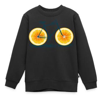 Orange vintage vieux vélo avec rétro cycle Cadre - Sweat Premium enfant bio - noir - Devant - AI Model Kid Female (0cm)