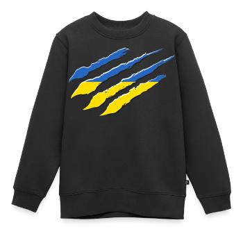 Vlag van Oekraïne Scratch Claws Cut Scratch Mark - Kinder Premium sweater biologisch - zwart - Voor - AI Model Kid Female (0cm)