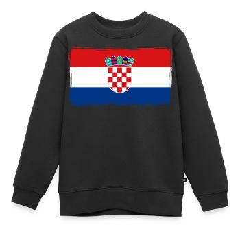 Kroatien Flagge Used Look Adria Zagreb Kroatisch - Kinder Premium Organic Sweatshirt - Schwarz - Vorne - AI Model Kid Female (0cm)