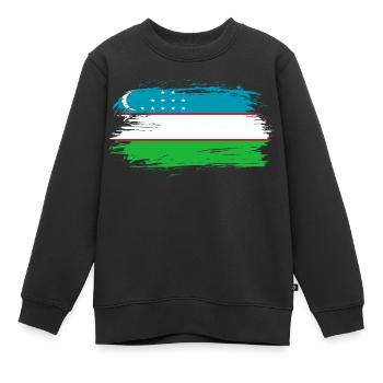 Uzbekistan flag flag - Kids Premium Organic Sweatshirt - black - Front - AI Model Kid Female (0cm)