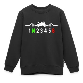 Motorrad Gangschaltung Biker Motard Herzschlag - Kinder Premium Organic Sweatshirt - Schwarz - Vorne - AI Model Kid Female (0cm)