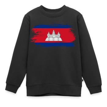 Kambodscha Fahne Flagge - Kinder Premium Organic Sweatshirt - Schwarz - Vorne - AI Model Kid Female (0cm)