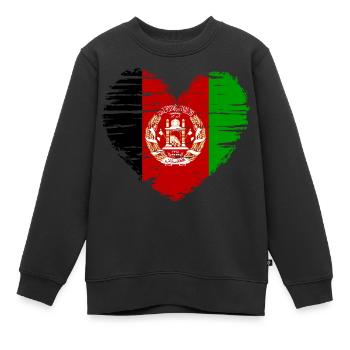 Afghanistan Herz Flagge Fahne Wappen - Kinder Premium Organic Sweatshirt - Schwarz - Vorne - AI Model Kid Female (0cm)