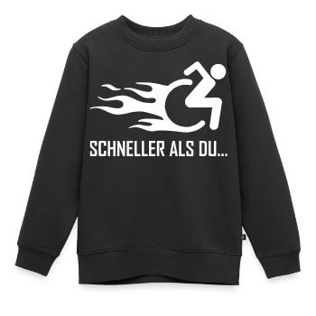 Behinderung Rolli Rollstuhl Handicap Humor - Kinder Premium Organic Sweatshirt - Schwarz - Vorne - AI Model Kid Female (0cm)